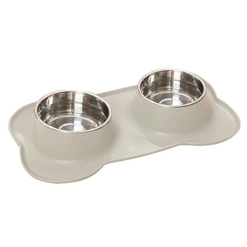 Dog Feeder, Stainless Steel & Anti-Spill Double Bowl