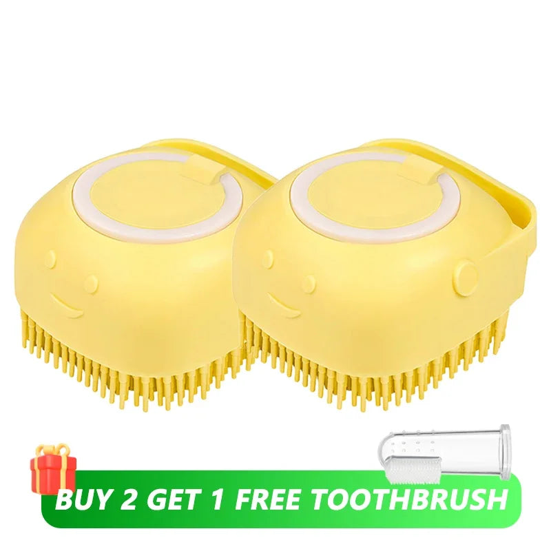 Silicone Dog Brush: Shampoo Dispenser & Pet Massage Tool