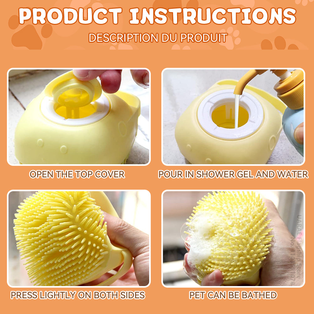 Silicone Dog Brush: Shampoo Dispenser & Pet Massage Tool
