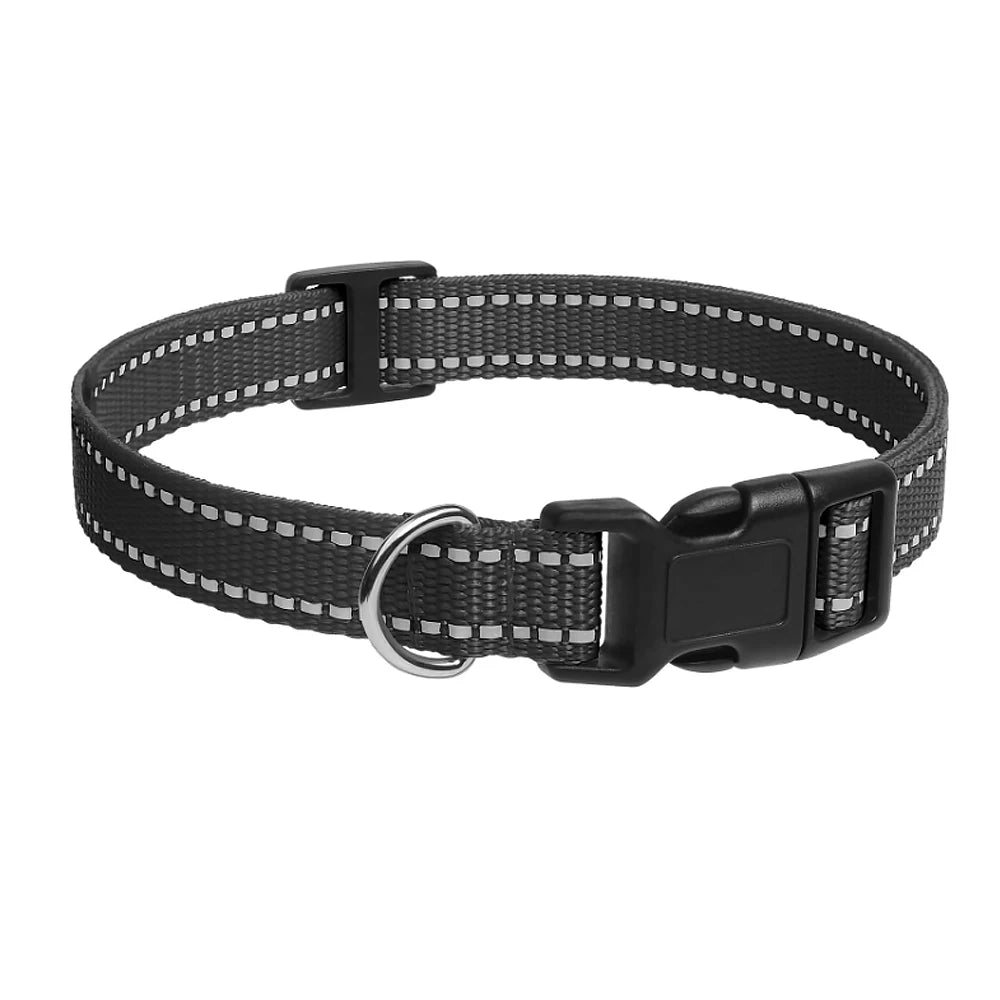 Dog Collar - Reflective Adjustable Nylon & Safety