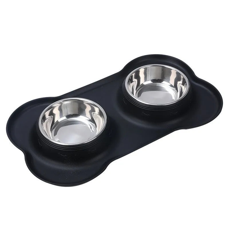 Dog Feeder, Stainless Steel & Anti-Spill Double Bowl