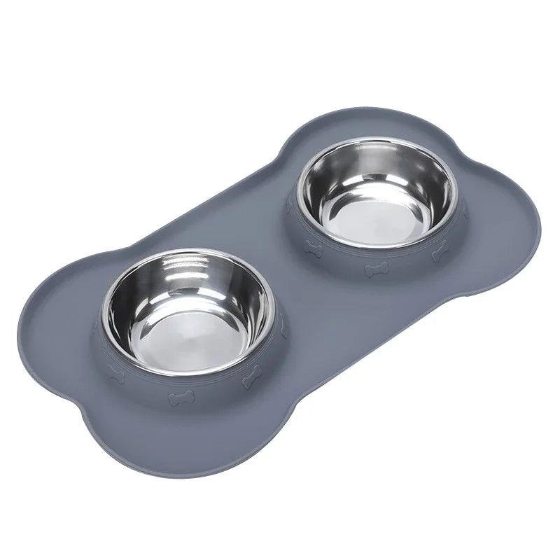 Dog Feeder, Stainless Steel & Anti-Spill Double Bowl