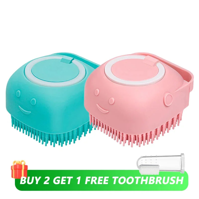 Silicone Dog Brush: Shampoo Dispenser & Pet Massage Tool