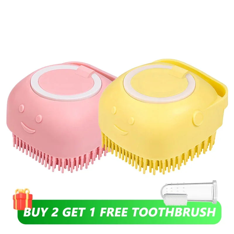 Silicone Dog Brush: Shampoo Dispenser & Pet Massage Tool