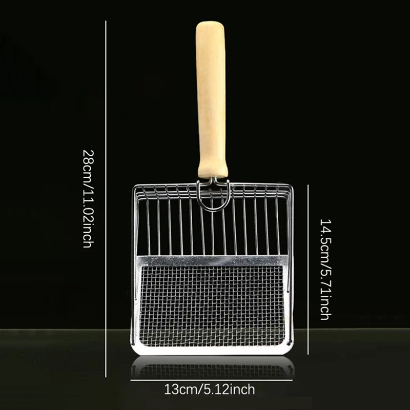 Stainless Cat Litter Scoop - Easy Clean, Wood Handle