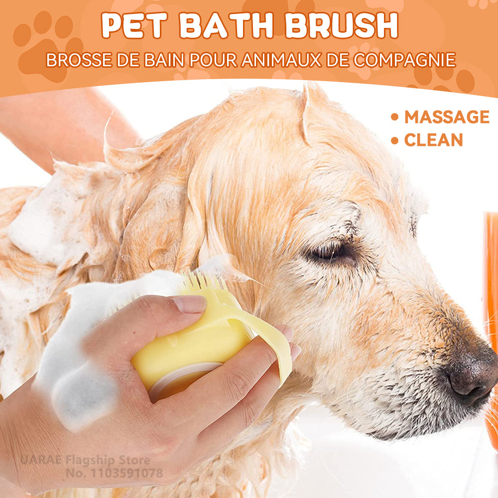 Silicone Dog Brush: Shampoo Dispenser & Pet Massage Tool
