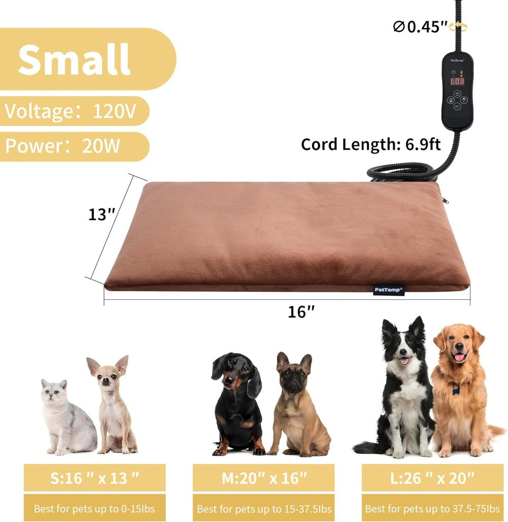 Cat Heating Pad: 5 Heat Levels, Timer, Auto Shut-Off