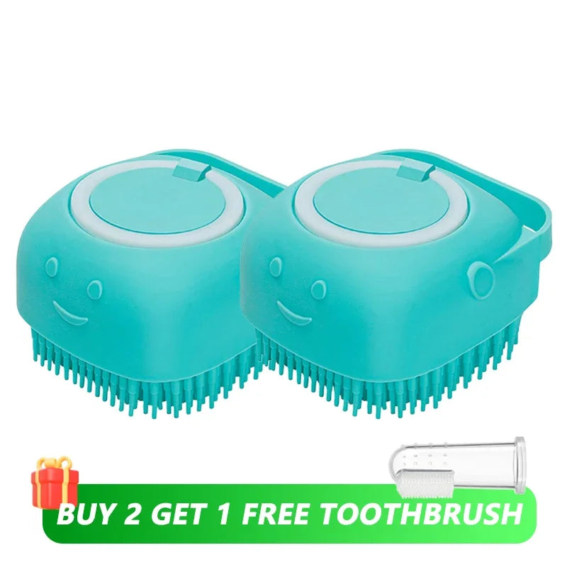 Silicone Dog Brush: Shampoo Dispenser & Pet Massage Tool