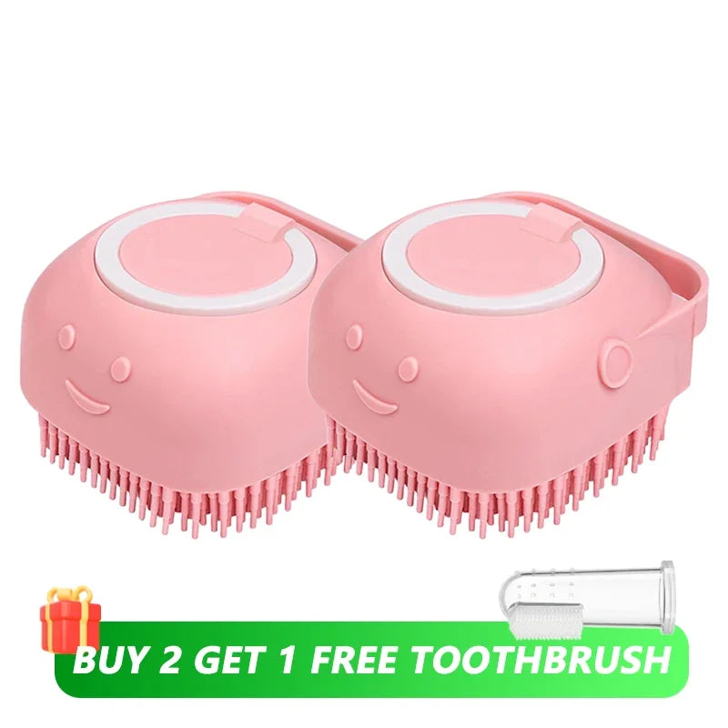 Silicone Dog Brush: Shampoo Dispenser & Pet Massage Tool