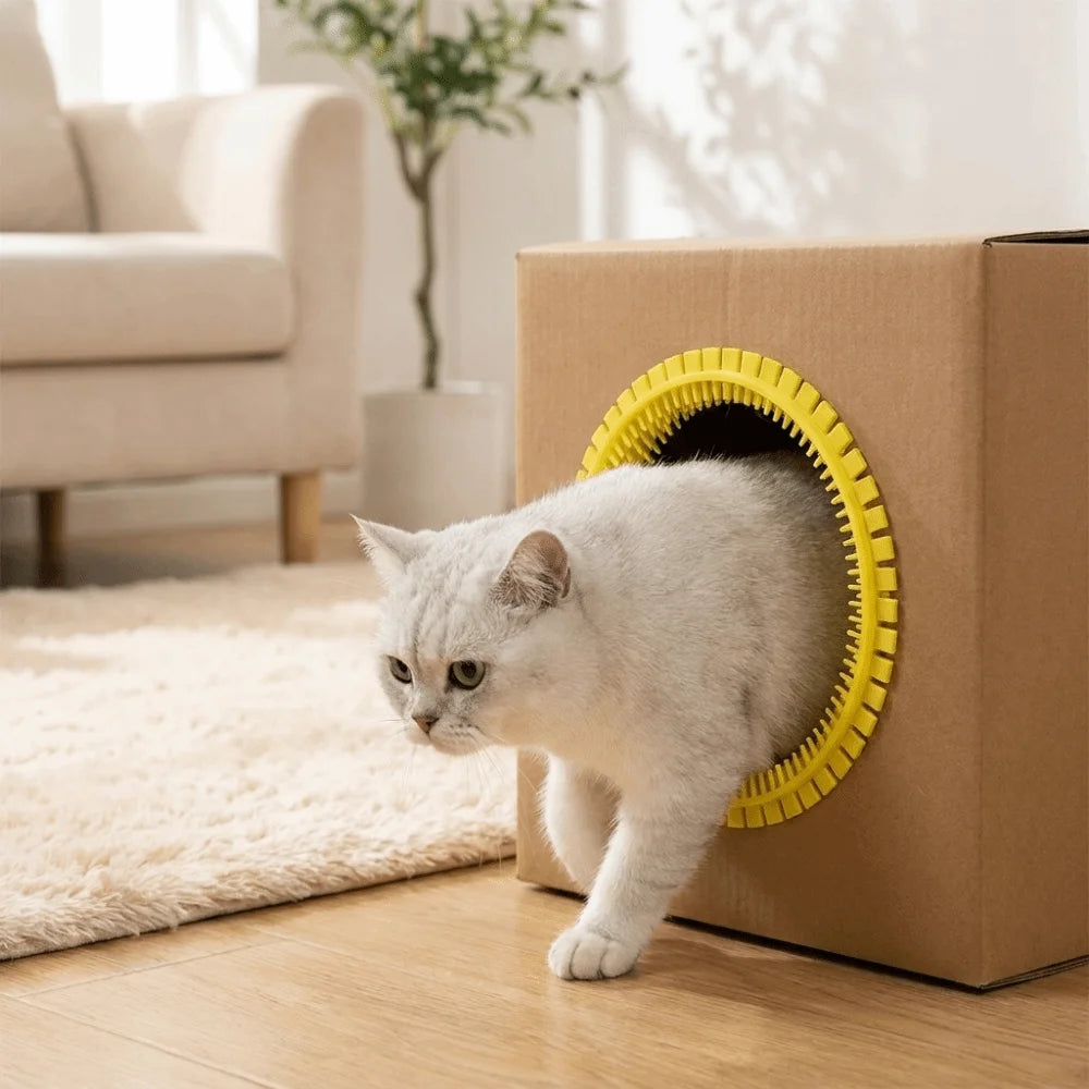 Pet Cat Comb Toy Plastic Cat Tunnel Brush Hair Reduction Soft Tooth Cat DIY Rubbing Ring Professional Grooming Tunnel Cat House