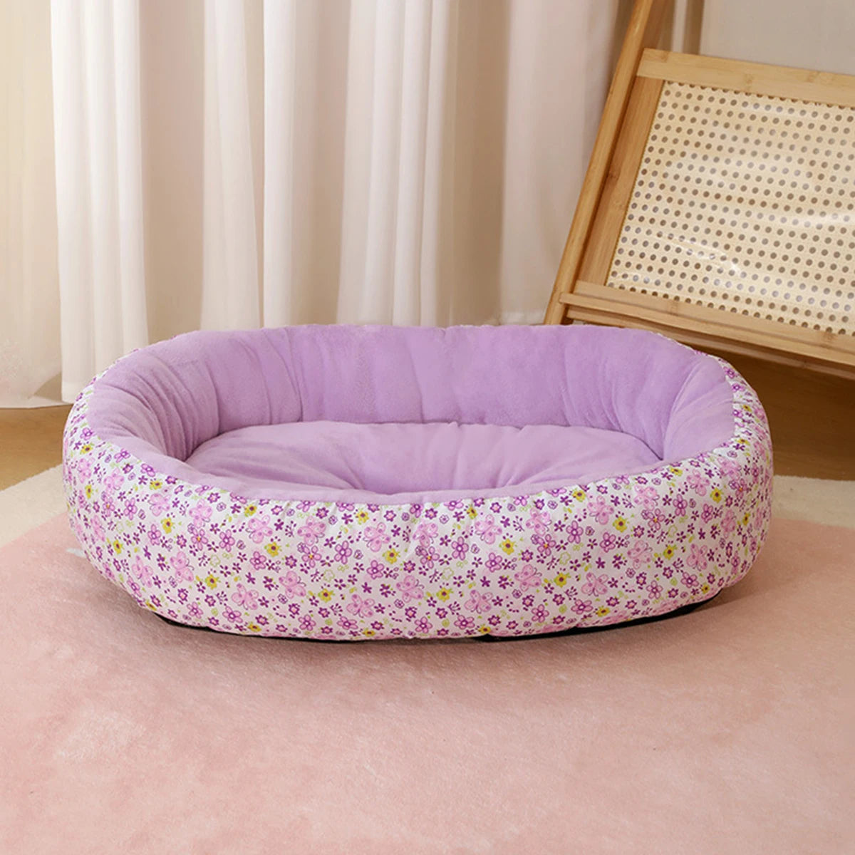 Floral All Season Pet Bed: Dog Bed for French Bulldog Chihuahua Soft Cat Bed for Dogs Sleeping Puppy Pad Sofa Dog Bed Four Color Pet Pad