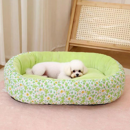 Floral All Season Pet Bed: Dog Bed for French Bulldog Chihuahua Soft Cat Bed for Dogs Sleeping Puppy Pad Sofa Dog Bed Four Color Pet Pad