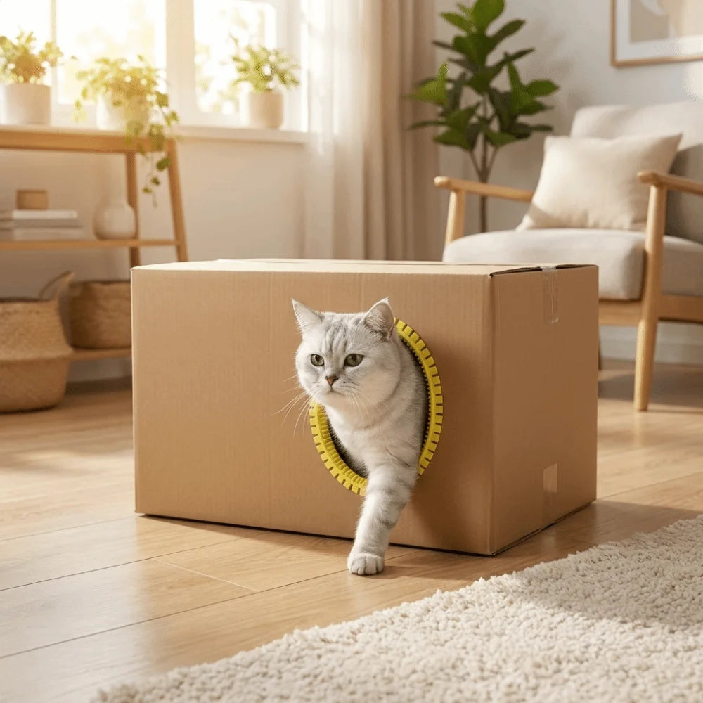 Pet Cat Comb Toy Plastic Cat Tunnel Brush Hair Reduction Soft Tooth Cat DIY Rubbing Ring Professional Grooming Tunnel Cat House
