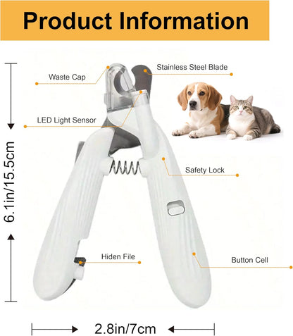 Pet Nail Clippers LED Light - Dog Cat Grooming Scissors