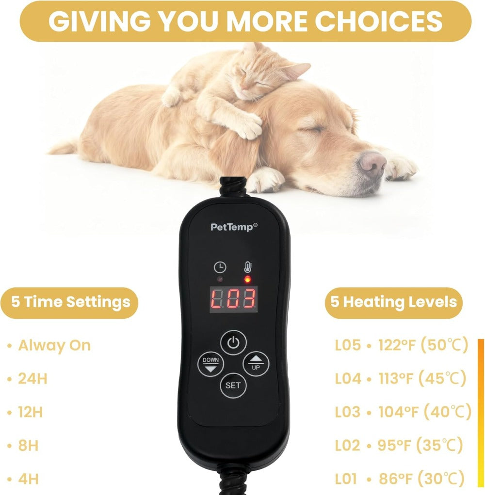 Cat Heating Pad: 5 Heat Levels, Timer, Auto Shut-Off