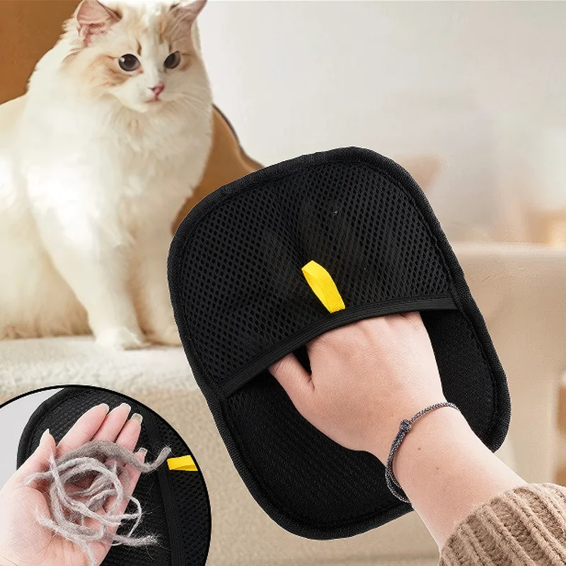 Pet Hair Removal Gloves - Reusable, Double-Sided Grooming