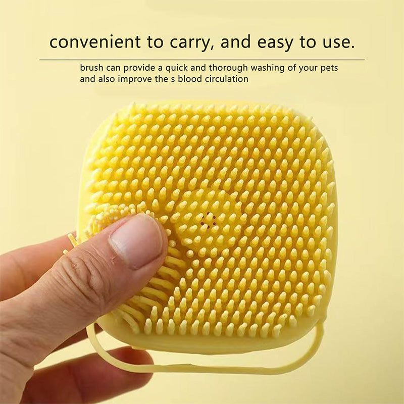 Pet Bathing Brush: Soap Dispenser & Silicone Bristles