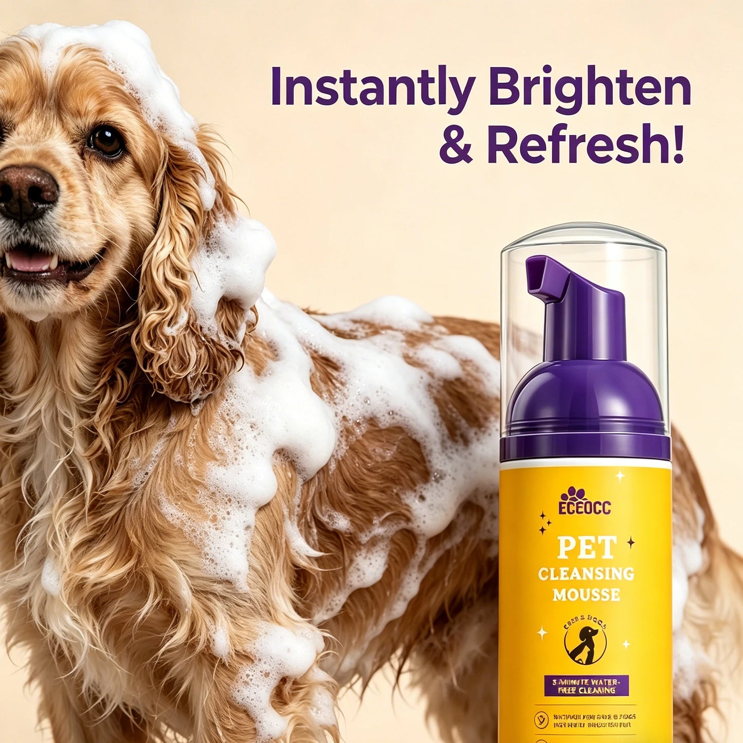 Waterless Pet Dry Shampoo Foam Mousse No Rinse Cleansing Grooming Solution Gentle Clean Refreshing Hair Wash for Cats Dogs All B