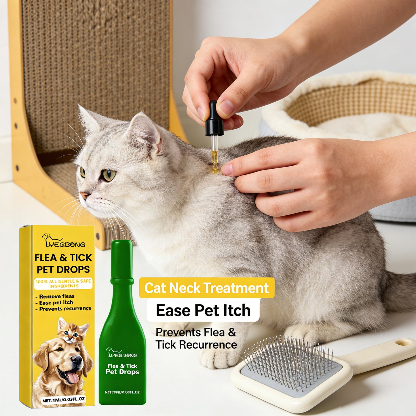 Dog Tick Flea Treatment Drops: Repel Fleas, Healthy Skin, Glossy Coat