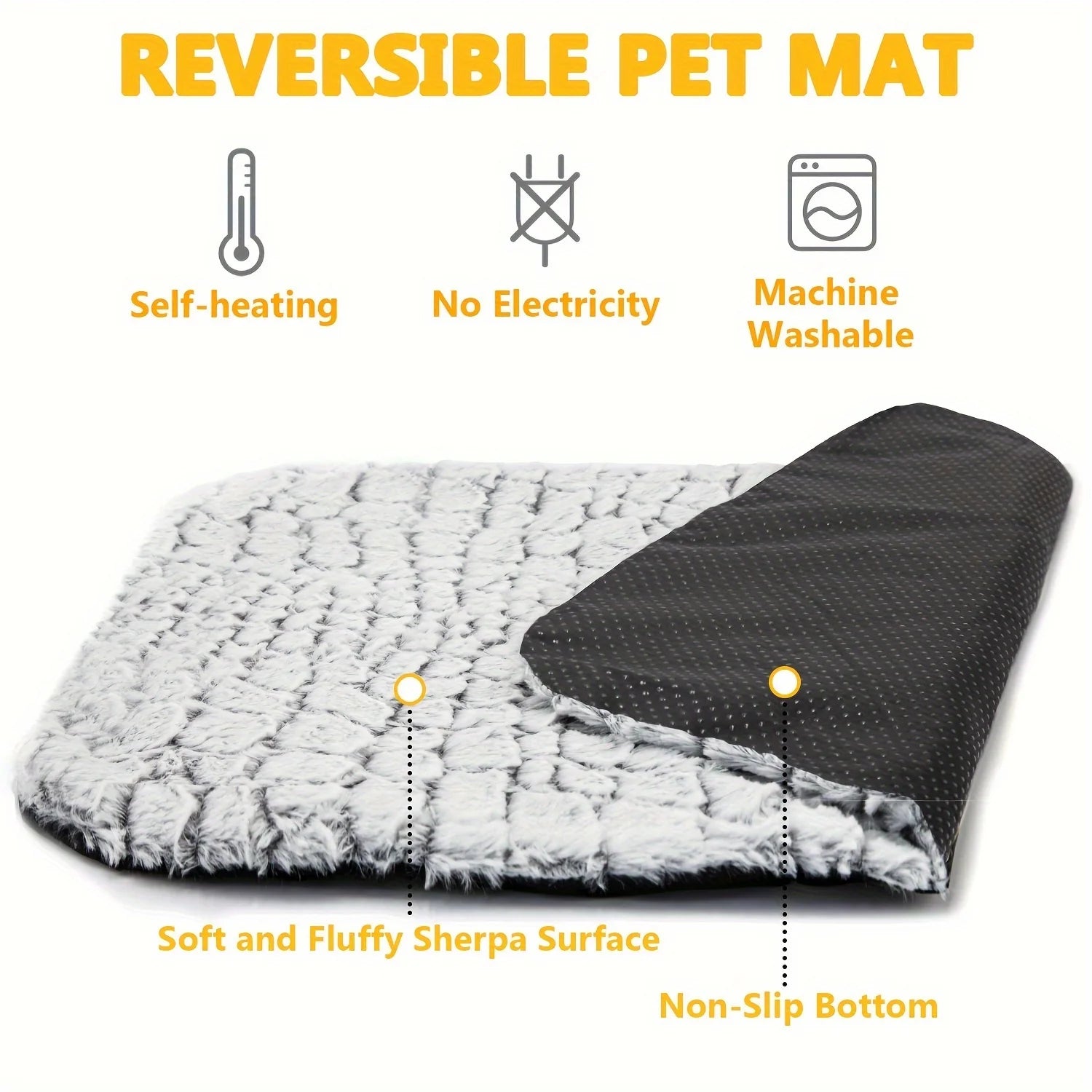 Self Warming Cat Bed - Heated, Washable, Non-Slip Mat