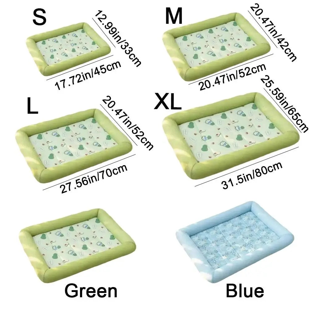 Square Cooling Puppy Bed Breathable Soft Dog Sleeping Pad Neck-protecting Dirt-resistant Pet Cooling Mat for Dogs