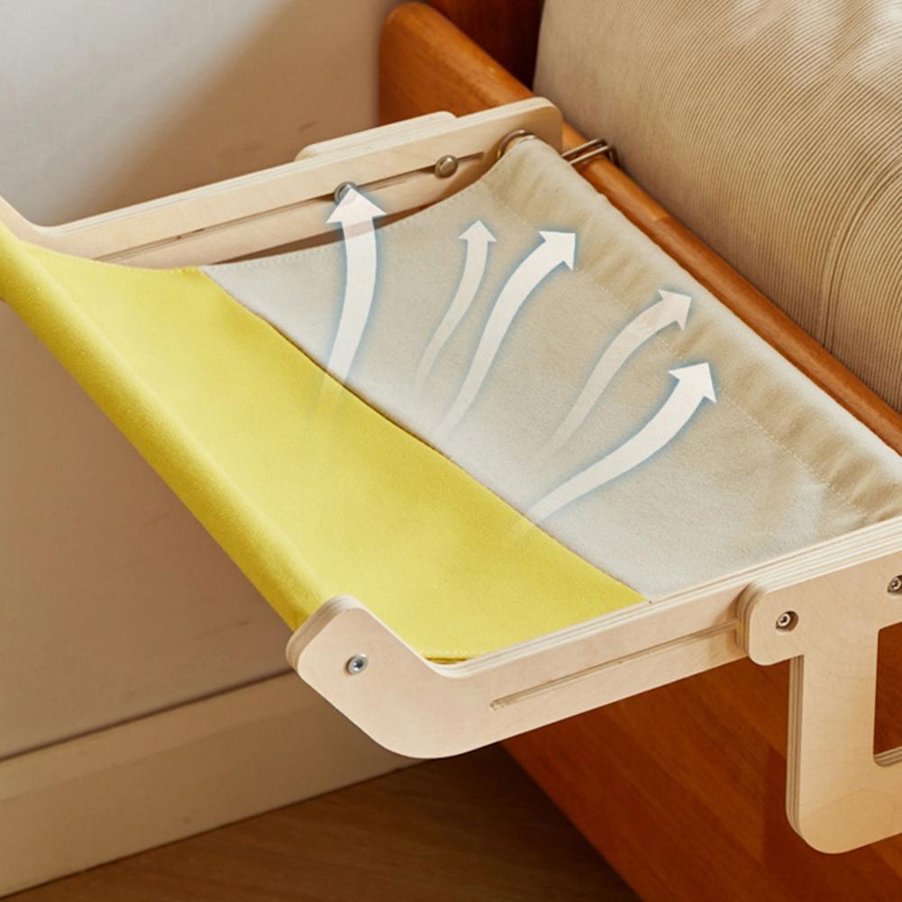 Cat Bed: Cat Hammock Bedside Adjustable Window Perch No Drill Wood Frame