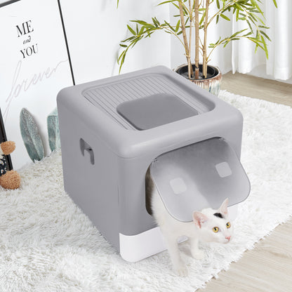 Cat Litter Box Enclosed Foldable with Scoop & Tray Sifting