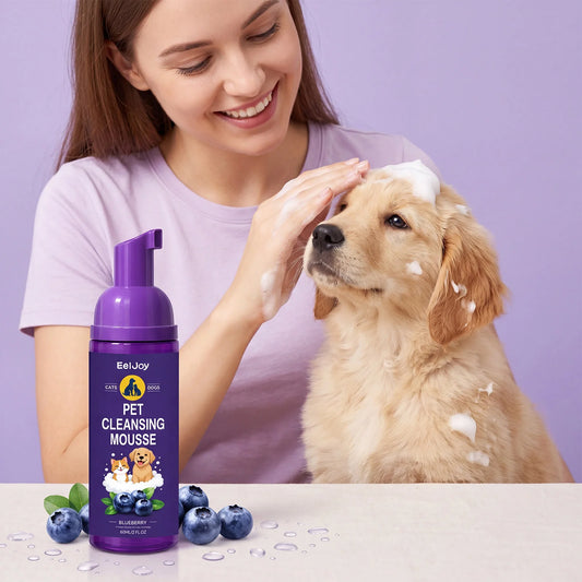 Pet Cleansing Mousse Gentle Dirt Remove Skin Soothing Odor Eliminator Long Lasting Fragrance No Rinse Dog Shampoo Foam 60ml