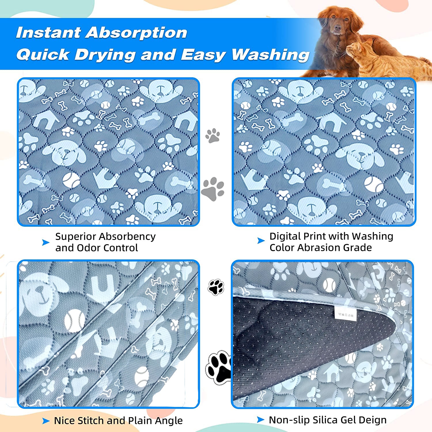 Pet Pee Pads: Large Reusable Dog Pee Pads - Absorbent & Leak-Proof
