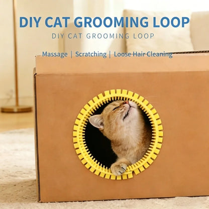 Pet Cat Comb Toy Plastic Cat Tunnel Brush Hair Reduction Soft Tooth Cat DIY Rubbing Ring Professional Grooming Tunnel Cat House