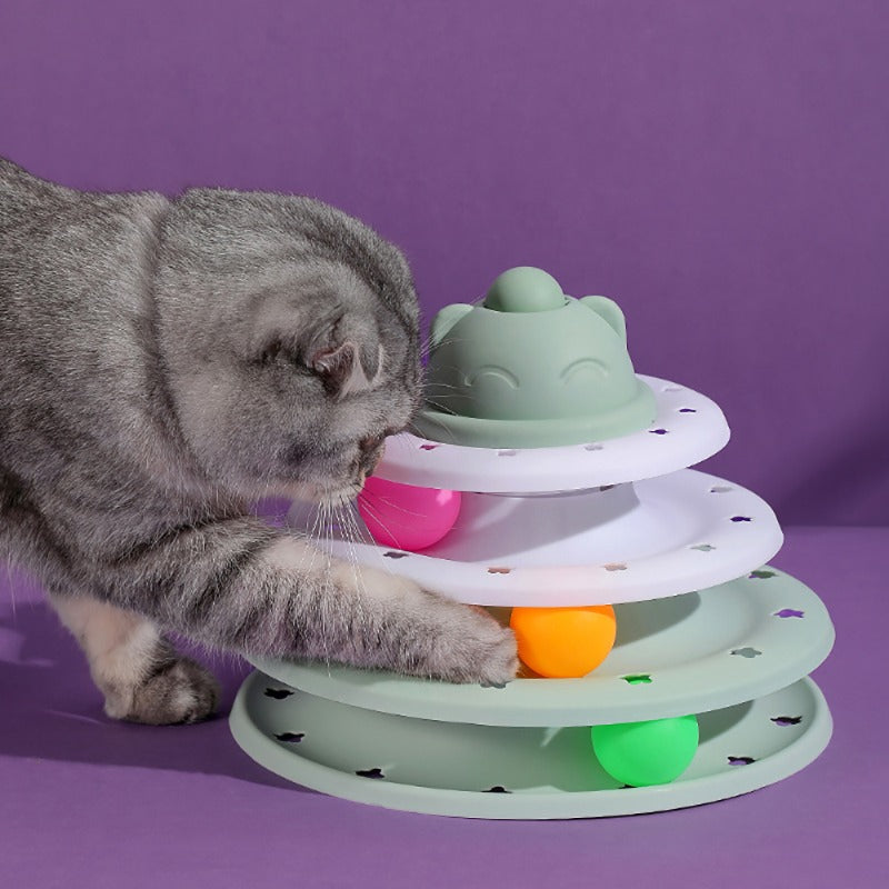 Cat Toy Wheel Ball: Interactive Track Amusement Disk