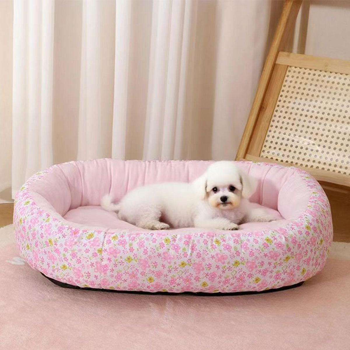 Floral All Season Pet Bed: Dog Bed for French Bulldog Chihuahua Soft Cat Bed for Dogs Sleeping Puppy Pad Sofa Dog Bed Four Color Pet Pad
