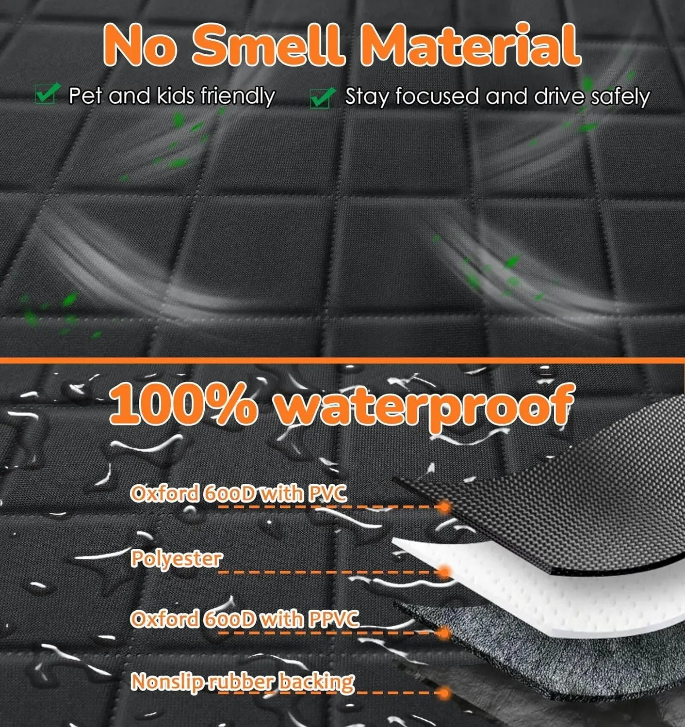 Waterproof Car Pet Seat Pad 137x147CM Double Zipper