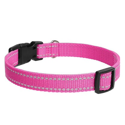 Dog Collar - Reflective Adjustable Nylon & Safety