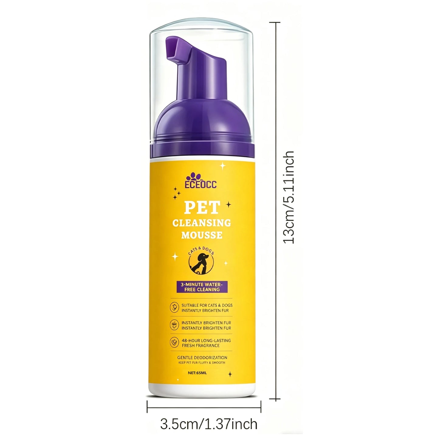Waterless Pet Dry Shampoo Foam Mousse No Rinse Cleansing Grooming Solution Gentle Clean Refreshing Hair Wash for Cats Dogs All B