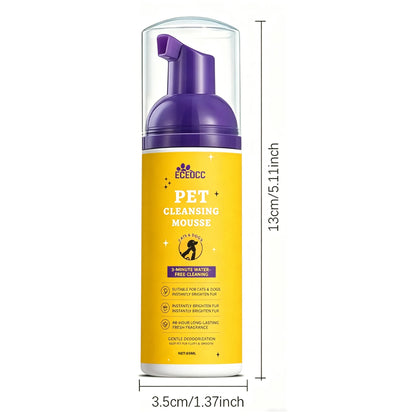 Waterless Pet Dry Shampoo Foam Mousse No Rinse Cleansing Grooming Solution Gentle Clean Refreshing Hair Wash for Cats Dogs All B