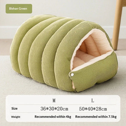 Winter Thermal Plush Cat Bed Winter Warm Enclosed House with Removable Washable Cover for Cats Small Pets Anxiety Relief