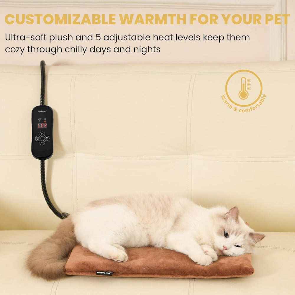 Cat Heating Pad: 5 Heat Levels, Timer, Auto Shut-Off