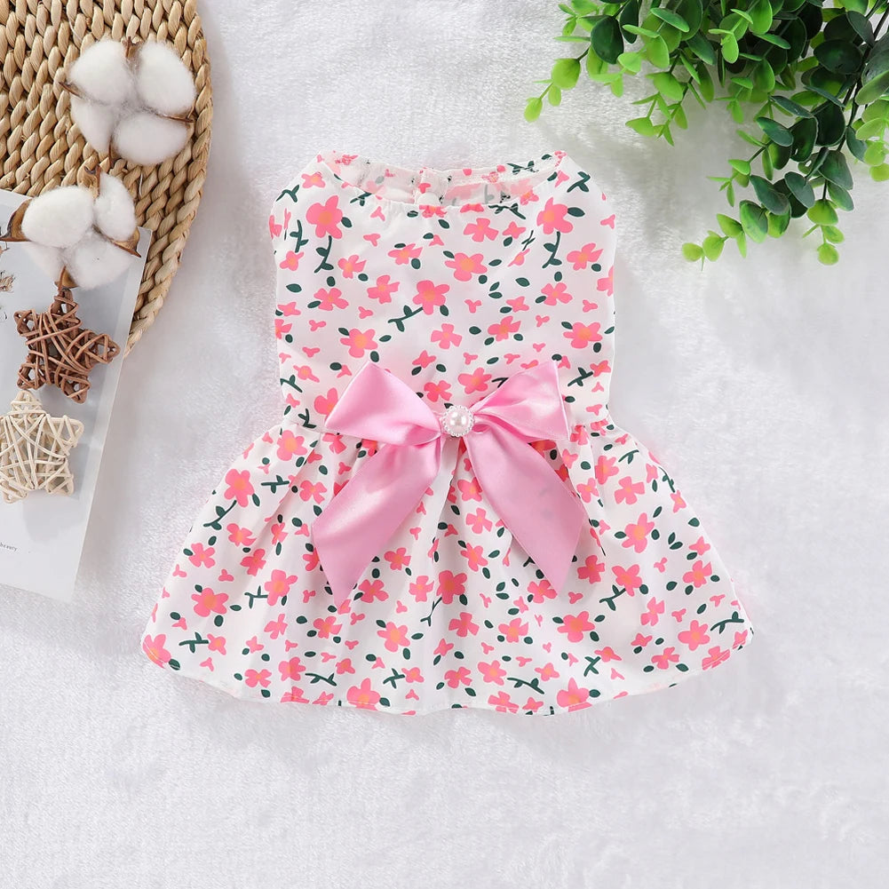 Dog Dresses: Soft Floral Outfit for Cats & Dogs