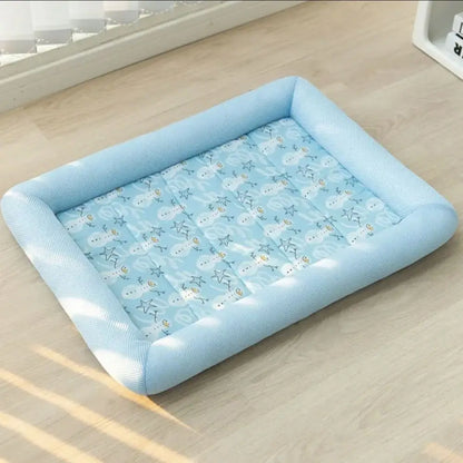 Square Cooling Puppy Bed Breathable Soft Dog Sleeping Pad Neck-protecting Dirt-resistant Pet Cooling Mat for Dogs