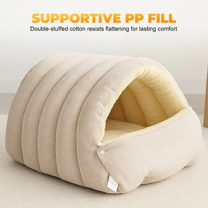 Winter Thermal Plush Cat Bed Winter Warm Enclosed House with Removable Washable Cover for Cats Small Pets Anxiety Relief