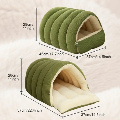 Winter Thermal Plush Cat Bed Winter Warm Enclosed House with Removable Washable Cover for Cats Small Pets Anxiety Relief