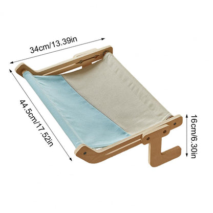Cat Bed: Cat Hammock Bedside Adjustable Window Perch No Drill Wood Frame