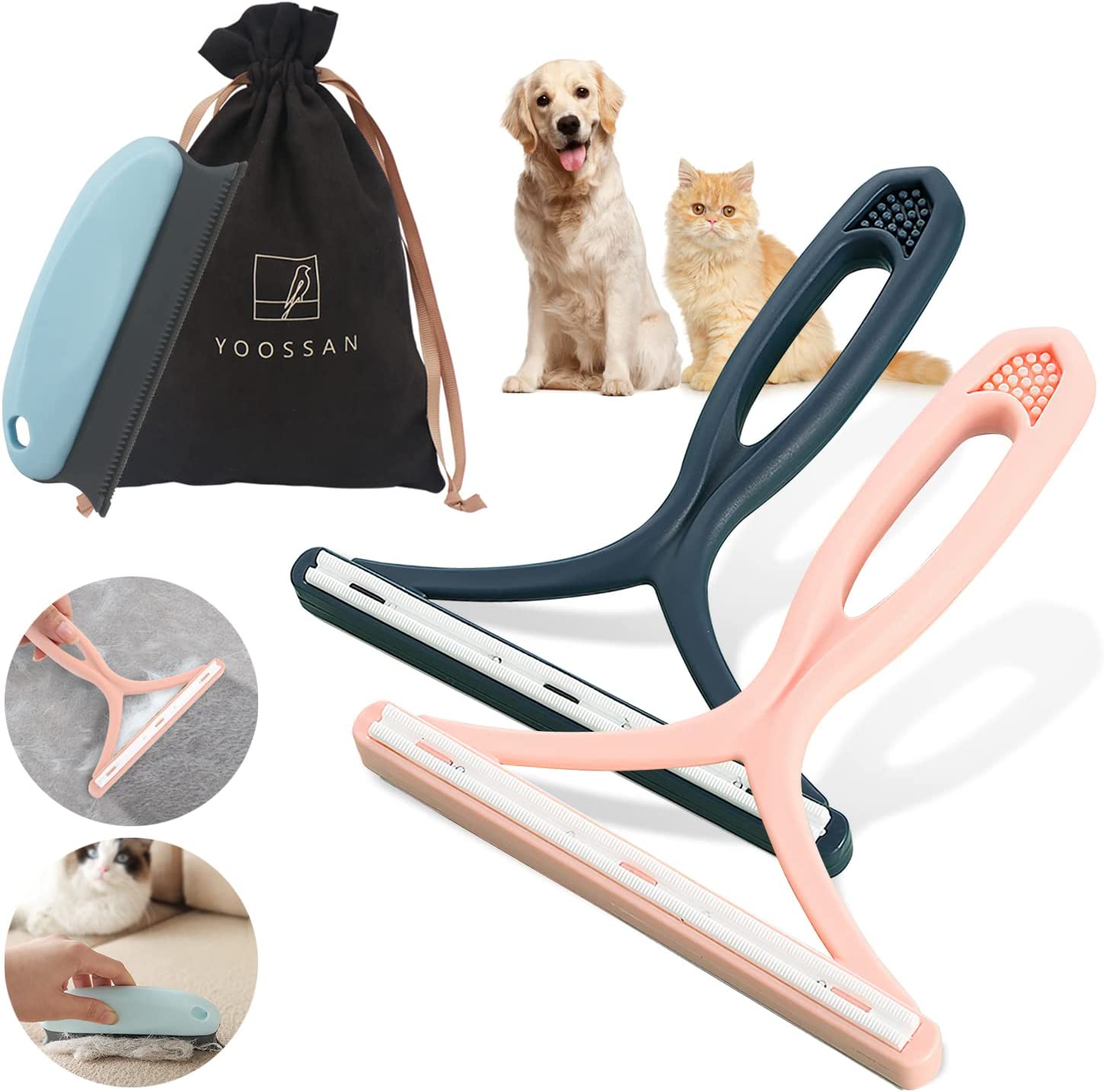 Dog Brush: Silicone Pet Hair Remover - Double Sided Lint Eliminator