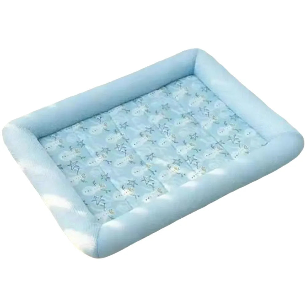 Square Cooling Puppy Bed Breathable Soft Dog Sleeping Pad Neck-protecting Dirt-resistant Pet Cooling Mat for Dogs