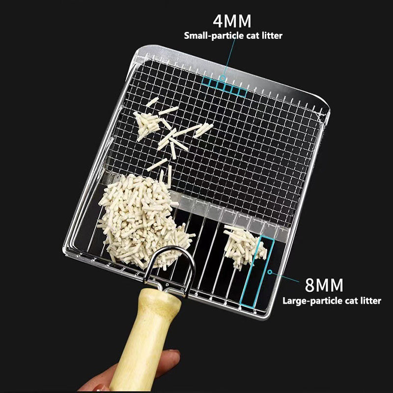 Stainless Cat Litter Scoop - Easy Clean, Wood Handle