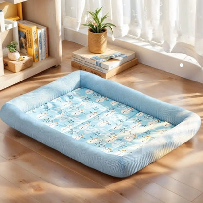 Square Cooling Puppy Bed Breathable Soft Dog Sleeping Pad Neck-protecting Dirt-resistant Pet Cooling Mat for Dogs