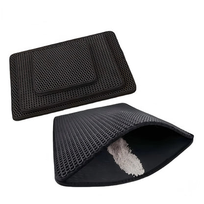 Double Layer Cat Litter Mat with Waterproof Non-Slip Washable Pet Litter Box Mat Sand Trapper Clean Pad Durable Bed Mat