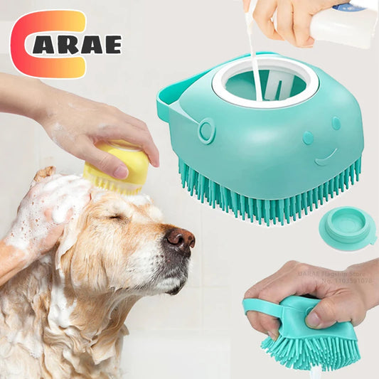 Silicone Dog Brush: Shampoo Dispenser & Pet Massage Tool