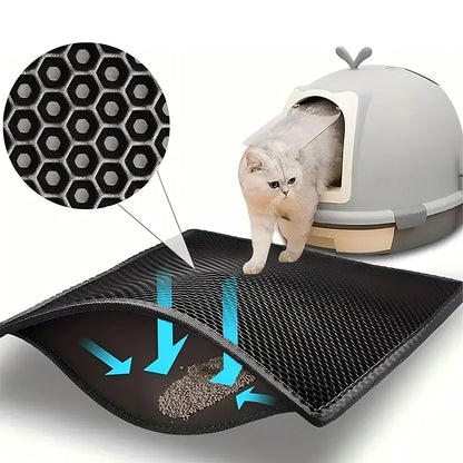 Double Layer Cat Litter Mat with Waterproof Non-Slip Washable Pet Litter Box Mat Sand Trapper Clean Pad Durable Bed Mat